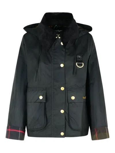 Barbour Cotton Reighton Wax Jacket In Black