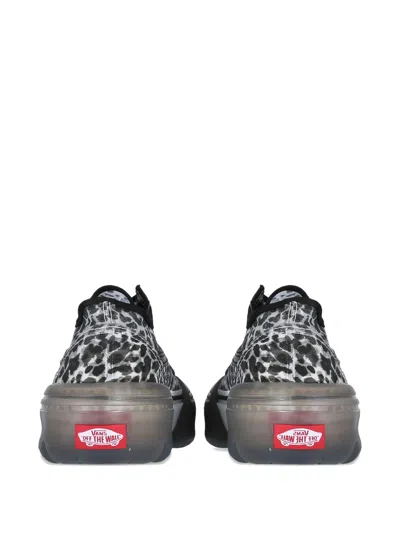 Vans Leopard Print Platform Trainers In Black