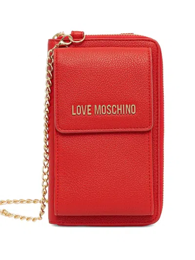 Love Moschino Logo-lettering Chain Wallet In Red