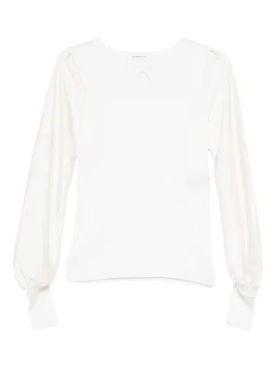 D Exterior Cut-out Long-sleeve Shirt In White