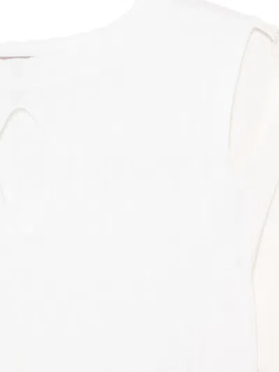 D Exterior Cut-out Long-sleeve Shirt In White