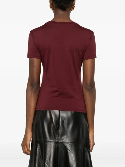 Theory Womens Grenache Tiny Round-neck Pima-cotton Jersey T-shirt In Brown