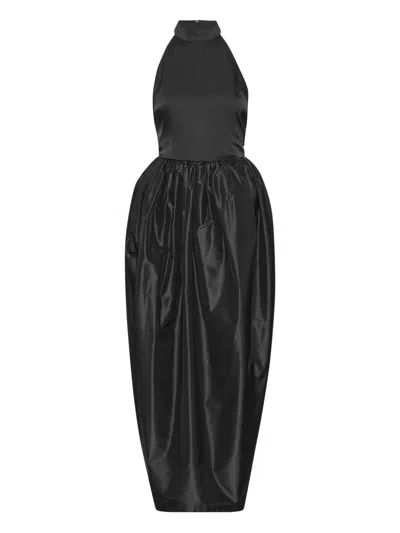 Rotate Birger Christensen Satin Taffeta Maxi Dress In Black