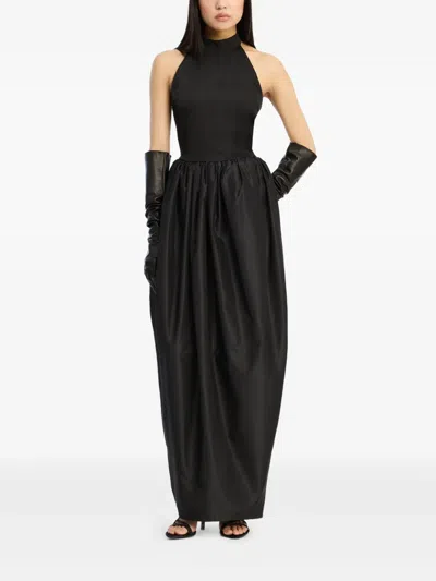 Rotate Birger Christensen Satin Taffeta Maxi Dress In Black