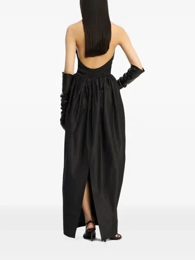 Rotate Birger Christensen Satin Taffeta Maxi Dress In Black