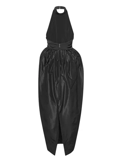 Rotate Birger Christensen Satin Taffeta Maxi Dress In Black