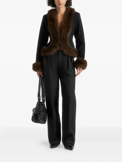 Manière De Voir Lina Jacke Mit Faux-fur-besatz In Black