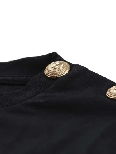 Balmain Buttoned-detail T-shirt In Black