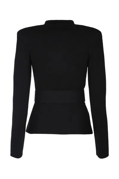 Elisabetta Franchi Giacca In Maglia Con Cintura In Black