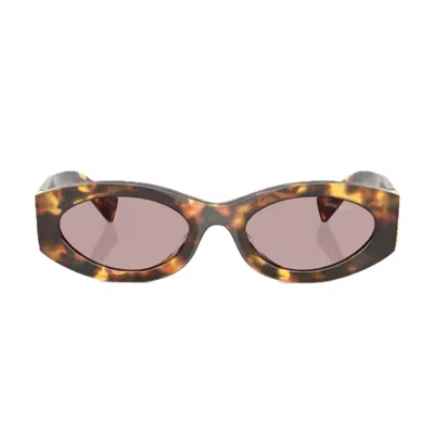 Miu Miu 0mu 11ws Miu Glimpse 14l20i Havana Sunglasses In Brown