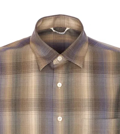 Auralee Long Sleeve Check Shirt With Button-down Collar In Multi