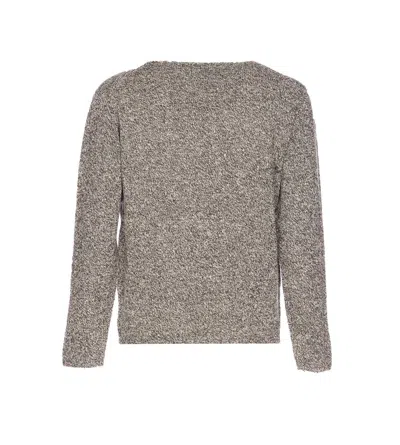 Auralee Textured Knit Crewneck Sweater With Long Sleeves In Neutral