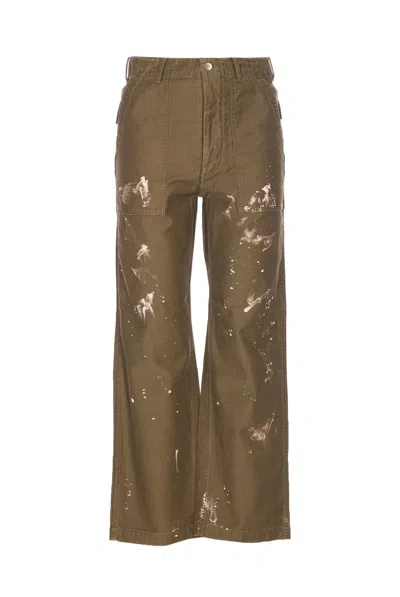 Auralee Men Washed Baggy Bleached Baker Pants In Brown