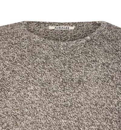 Auralee Textured Knit Crewneck Sweater With Long Sleeves In Neutral