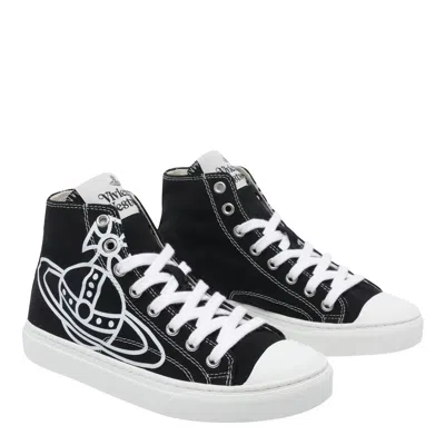 Vivienne Westwood High-top Sneakers With Graphic Emblem And Textured Sole In Black