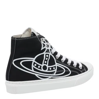 Vivienne Westwood High-top Sneakers With Graphic Emblem And Textured Sole In Black