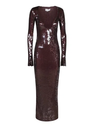 16arlington Sequined Long-sleeved Dress In Brown