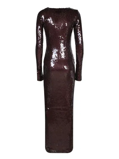 16arlington Sequined Long-sleeved Dress In Brown