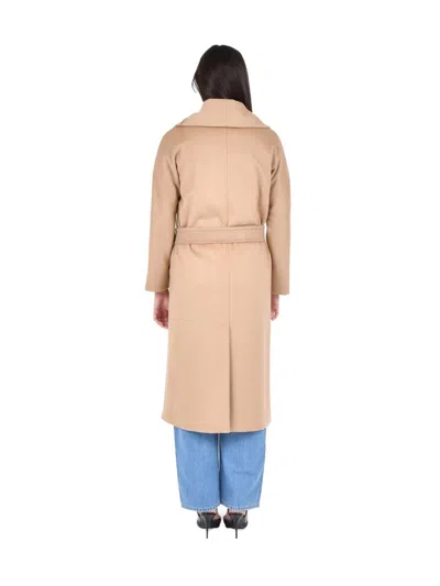 Max Mara Tailored Beige Wool Coat With Classic Lapels In Brown