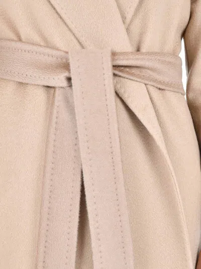 Max Mara Tailored Beige Wool Coat With Classic Lapels In Brown