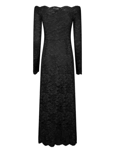 Rabanne Lace Floral Midi Dress In Black