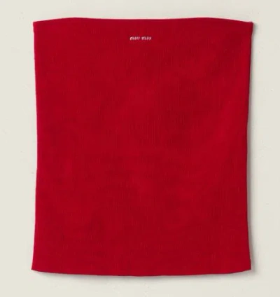 Miu Miu Cotton Top Short Sleeves In Red