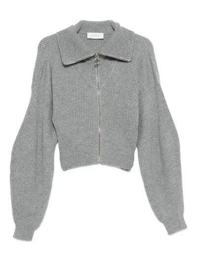 Sportmax Grey Zip-up Cardigan In Wool And Cashmere In Gray