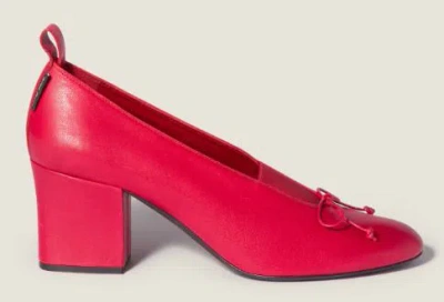 Miu Miu Nappa Pumps Block Heel Bow Detail In Red