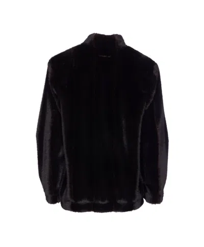 Mm6 Maison Margiela Luxurious Faux Fur High Collar Jacket In Brown