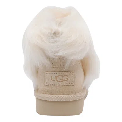 Ugg Classic Ultra Mini Chalet Beige Ankle Boots With Fur Design In Suede Woman In Neutral