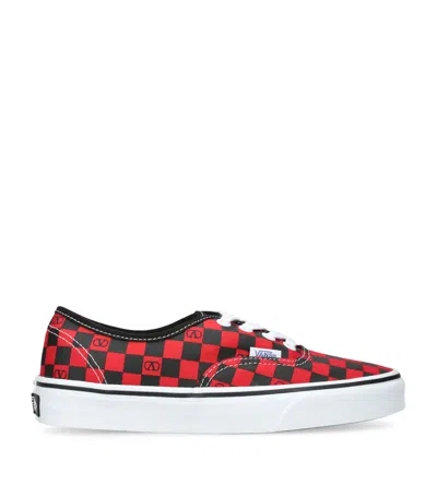 Valentino Garavani And Vans Low-top Trainer In Fabric With Vlogo Checkerboard Print In Red