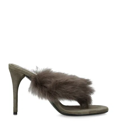 Alaïa Alaia Boudoir 90 Shearling-trimmed Suede Mules In Brown