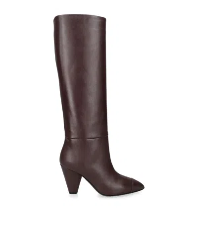 Alevì Leather Naty Knee-high Boots 85 In Brown