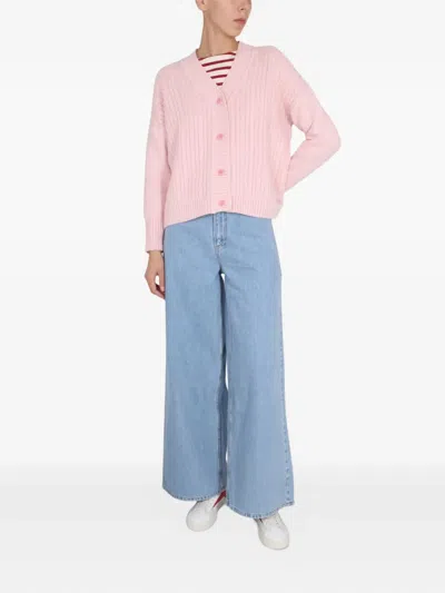 绞花针织排扣开衫