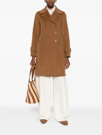 Aspesi Double-breasted Coat In Brown