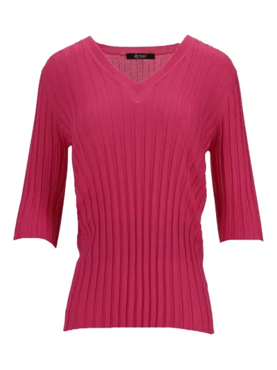 La Rose V-neck Ribbed Sweater In Pink