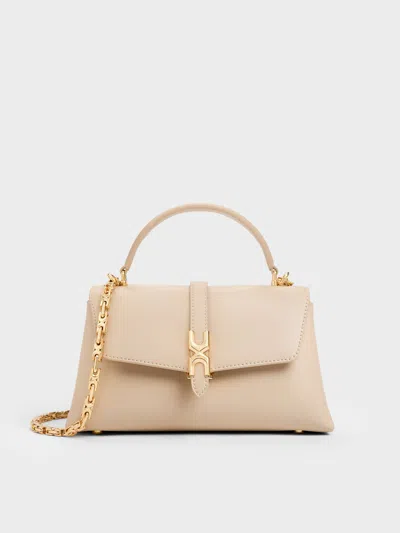 Charles & Keith - Adalyn Metallic-buckle Chain-strap Top Handle Bag