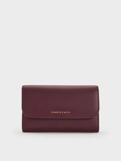 Charles & Keith - Octavia Front Flap Long Wallet In Red