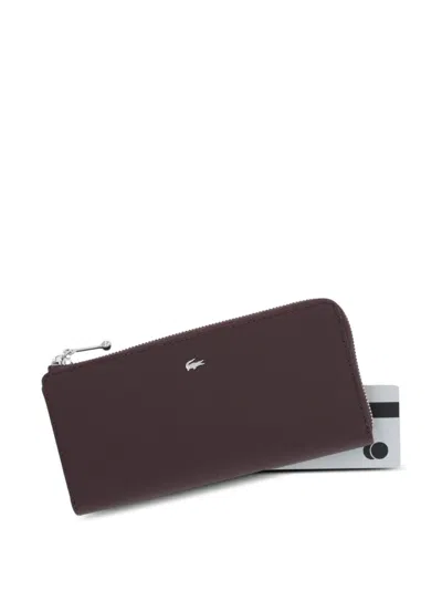 Lacoste Logo-plaque Zipped Wallet In Brown