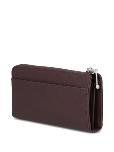 Lacoste Logo-plaque Zipped Wallet In Brown