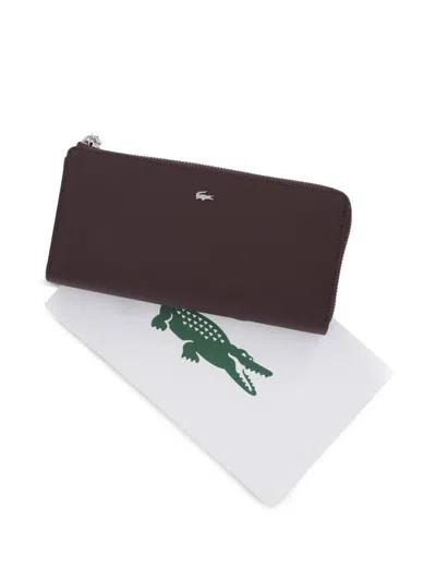 Lacoste Logo-plaque Zipped Wallet In Brown