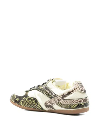 Miu Miu Gymnasium Technical Fabric And Python-print Ayers Leather Sneakers In Animal Print