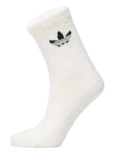 Adidas Originals Fluffy Logo Crew Socks (pack Of Two) In Black