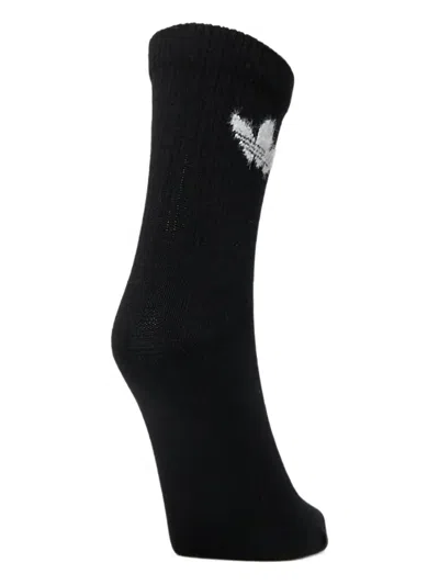 Adidas Originals Fluffy Logo Crew Socks (pack Of Two) In Black