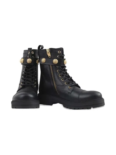 Balmain Medallion Strap Boots In Black
