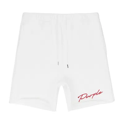 Pre-owned Purple Brand Heavy Fleece Short 'white' | Men's Size Xs