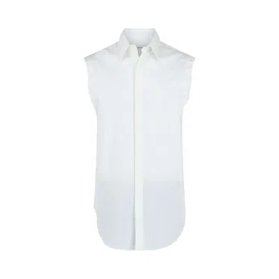 Pre-owned Ferragamo Raw Cut Sleeveless Tuxedo Shirt 'white' | Men's Size 41