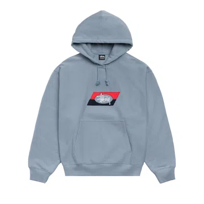 Pre-owned Stussy Double Stripe Embroidered Hoodie 'slate' | Blue | Men's Size M