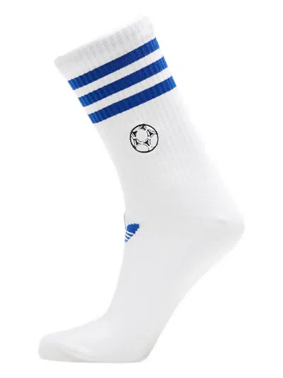 Adidas Originals Football Stripe-detail Socks (pack Of Two) In White