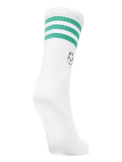 Adidas Originals Football Stripe-detail Socks (pack Of Two) In White